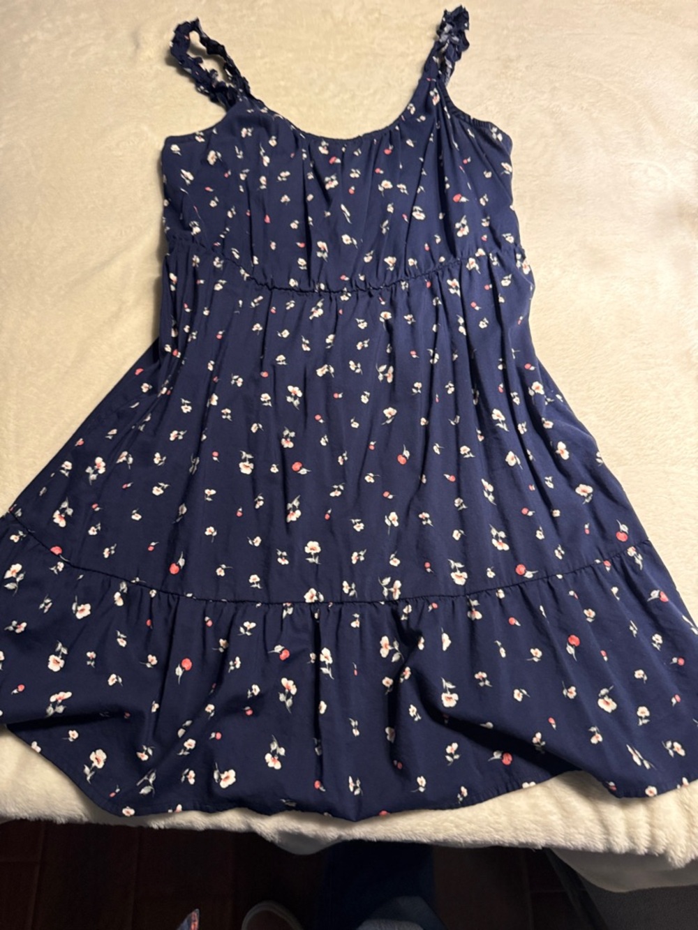 Banana Republic Navy Floral Tiered Sundress with Pink Accents